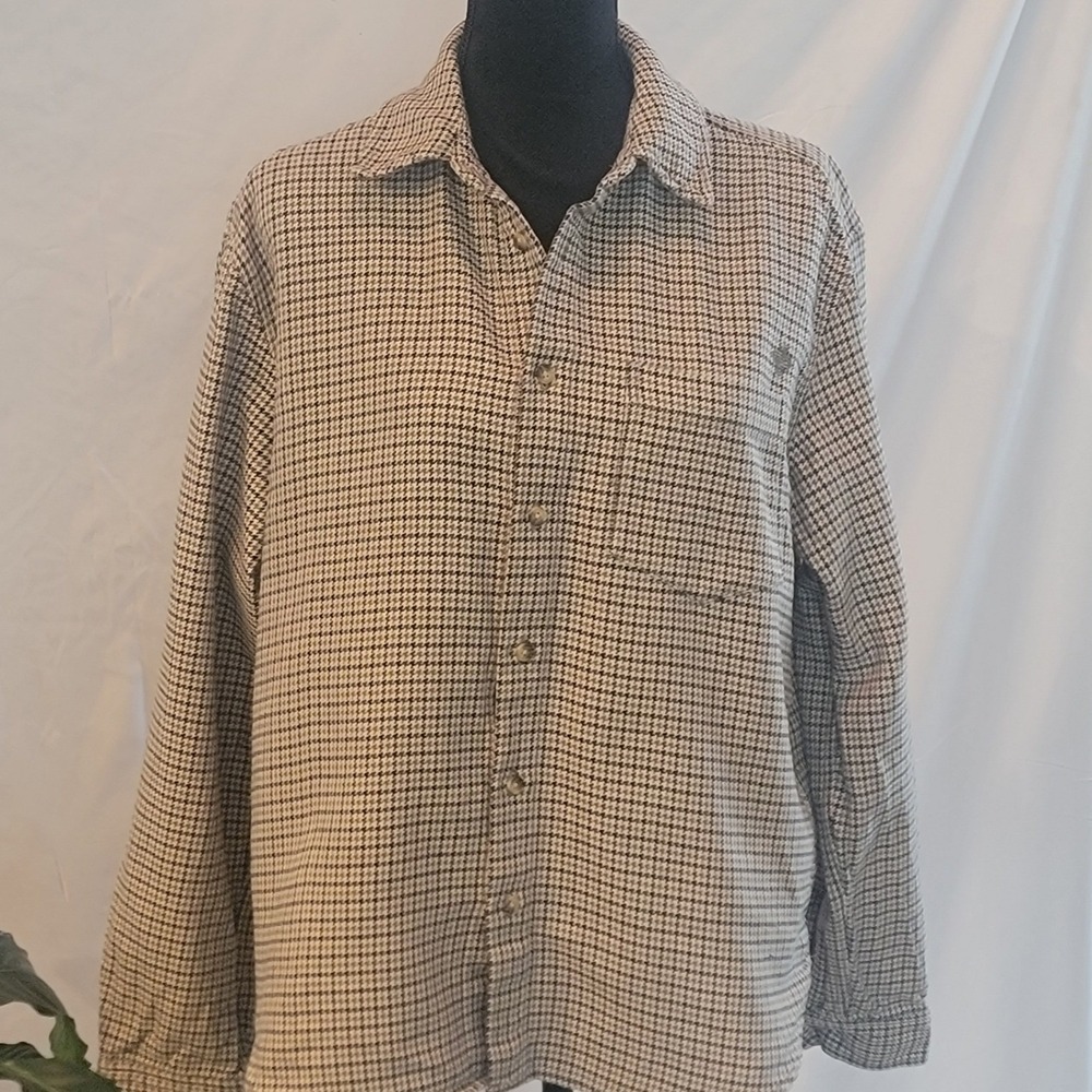 Urban Outfitters Mens Houndstooth Button Down Shirt Brown Cream Size Medium